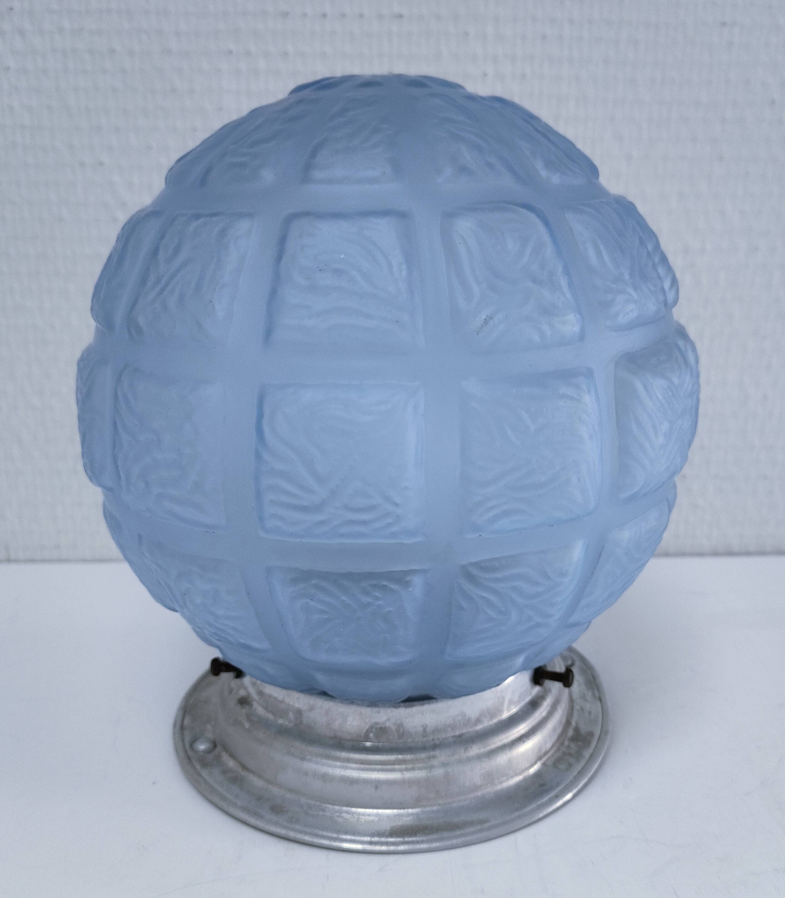 Art Deco ceiling light, blue glass, 1920s