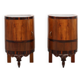 Pair walnut and marble Art Deco Nightstands, Italy 1920s