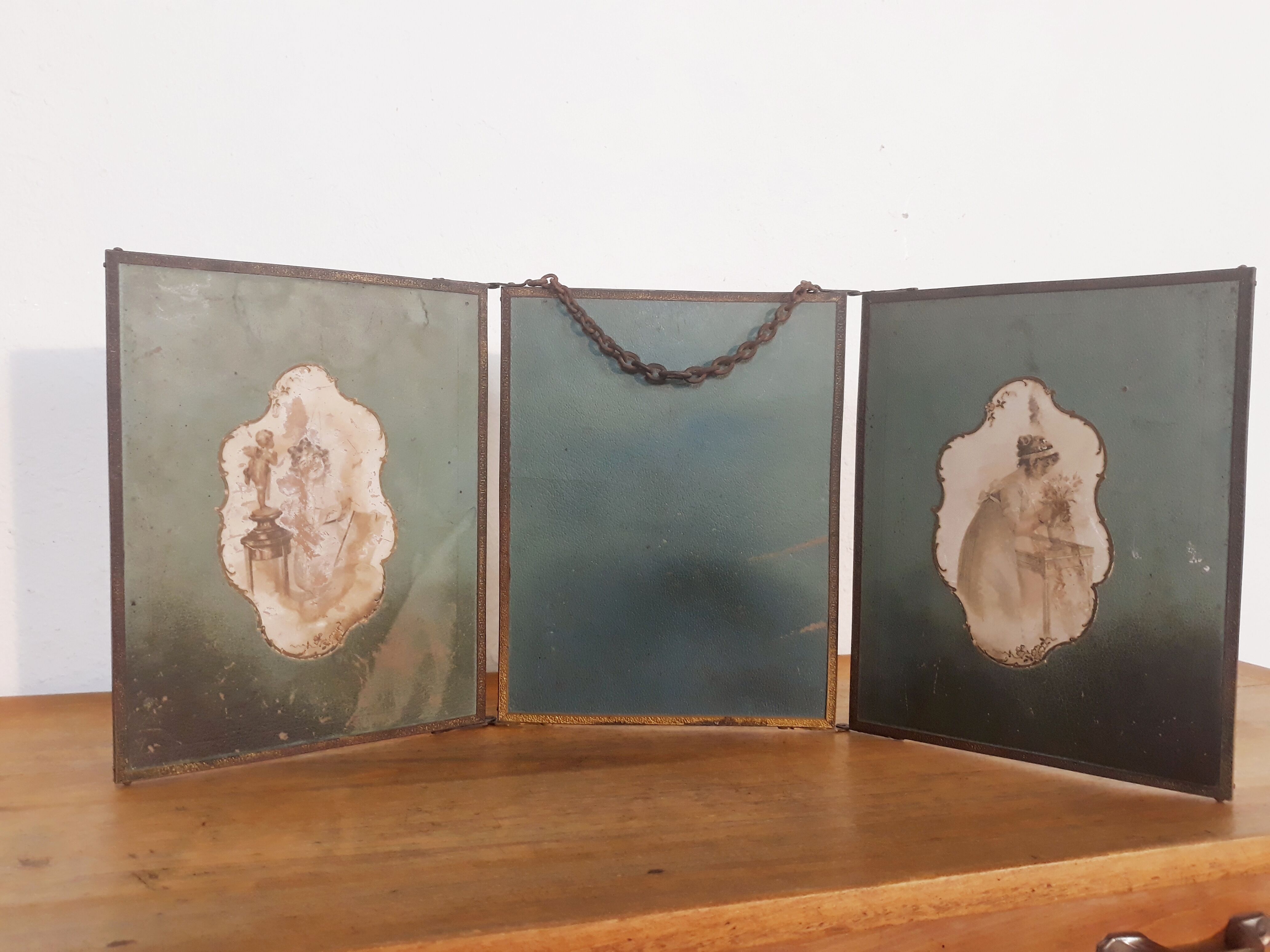 Mirror triptych barber vintage 66cm x 27cm