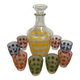 Multicolored polka dot patterned liquor service