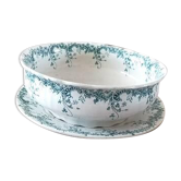 Salad bowl and rare serving dish in earthenware iron earth Saint Amand Hamage model Byzantium XIXth