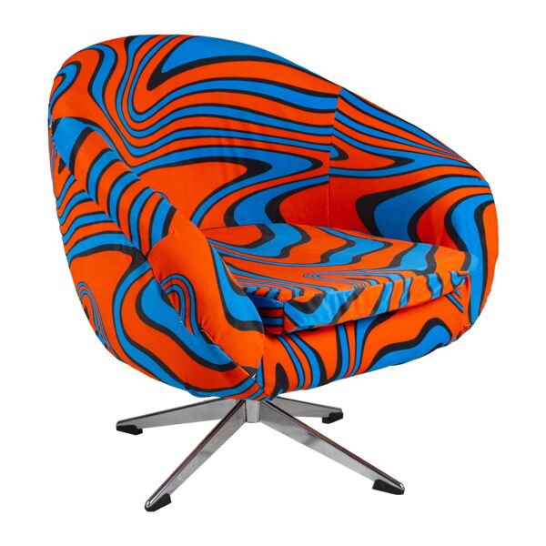 Fauteuil cocktail psychédélique orange et bleue C14 des années 70