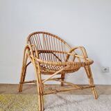 Vintage rattan armchair - adult basket chair from the 1960s