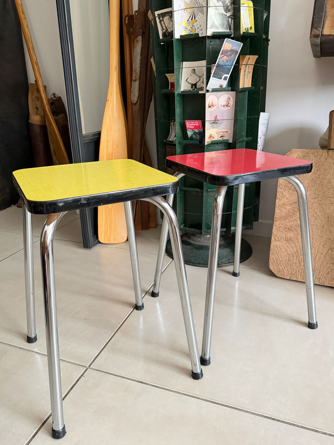Set of 2 vintage Formica stools