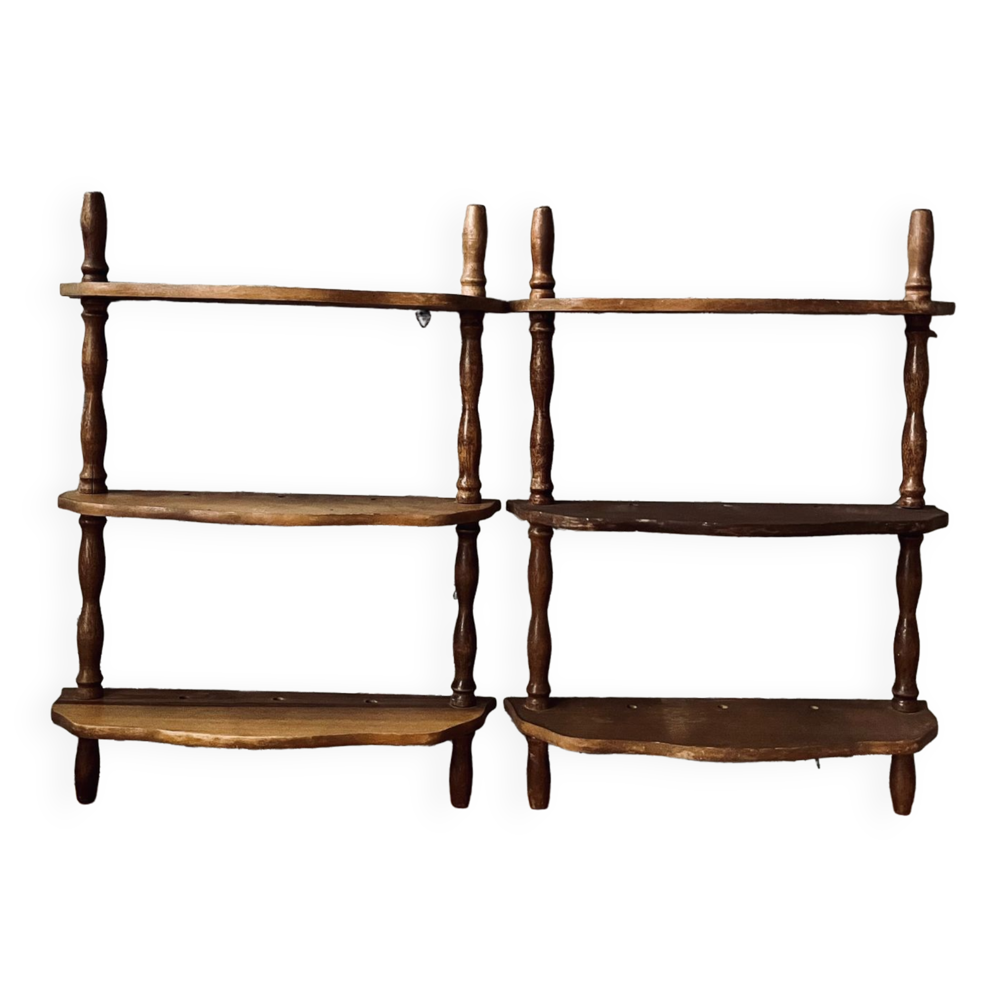 Pair of antique wooden shelves