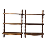 Pair of antique wooden shelves