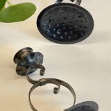 Vintage Black Patina Metal Candlesticks