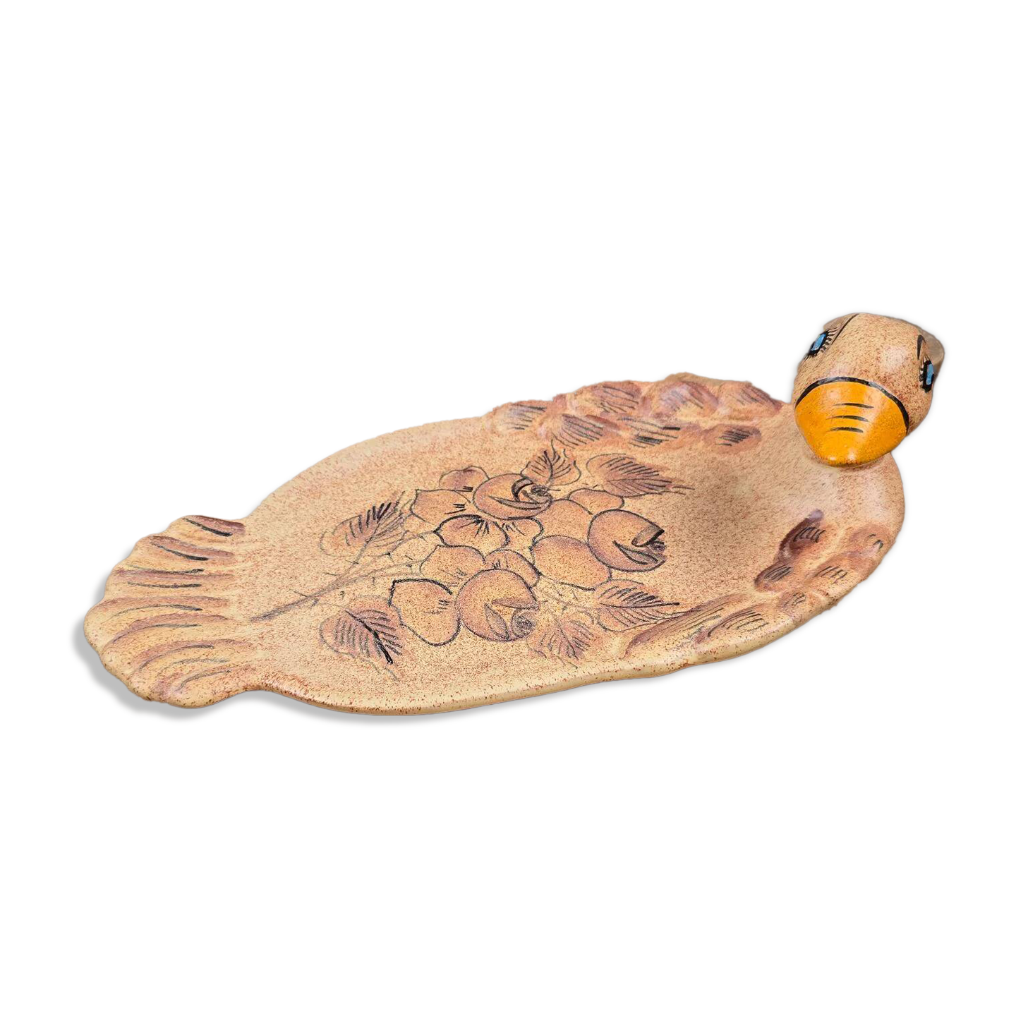 Ceramic foie gras dish from Vallauris – engraved floral decoration