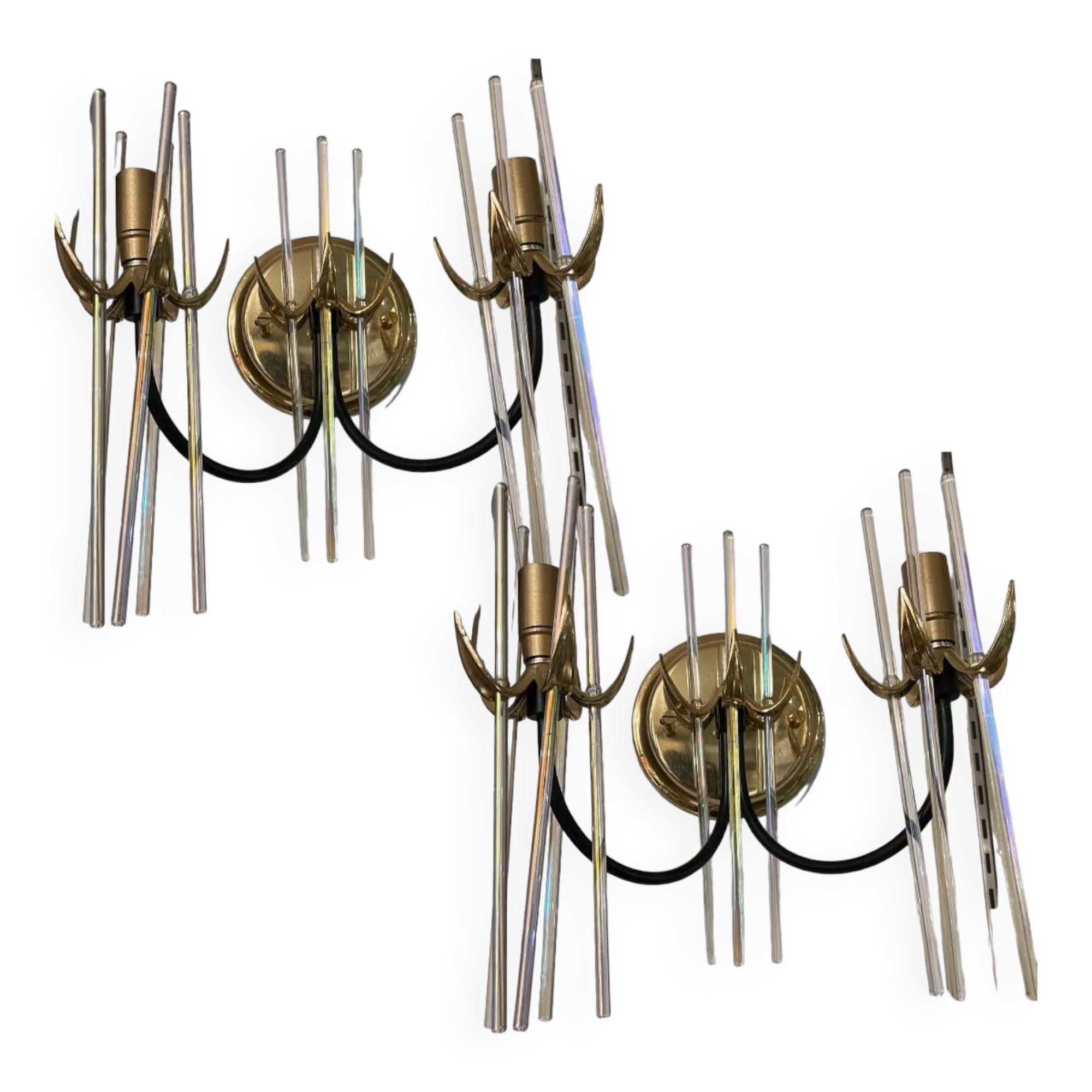 Murano glass rod sconces set of 2