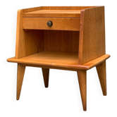 Solid oak compass feet bedside table 1950