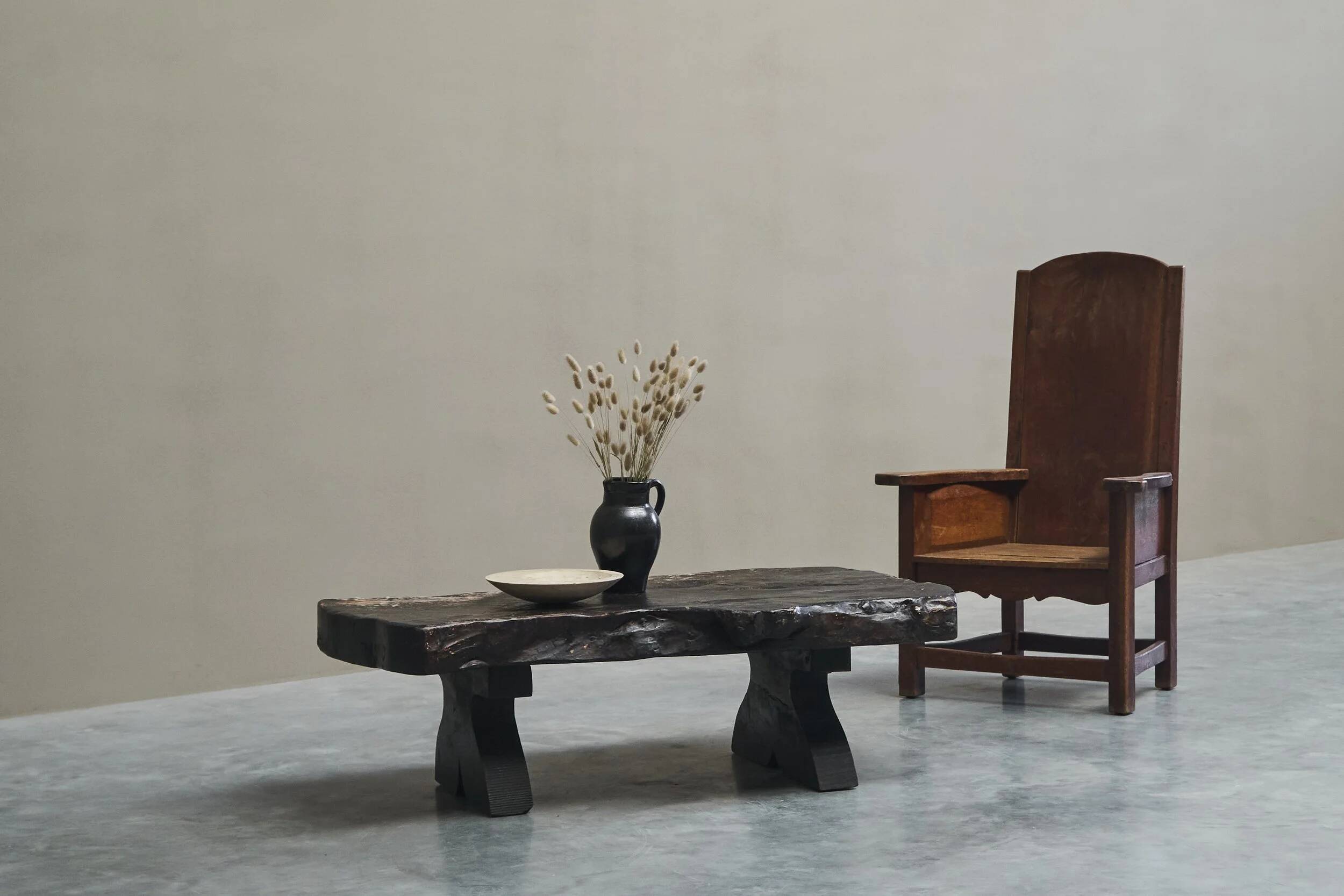 Sculptural coffee table in solid wood with natural edges, Europe, 1960s.