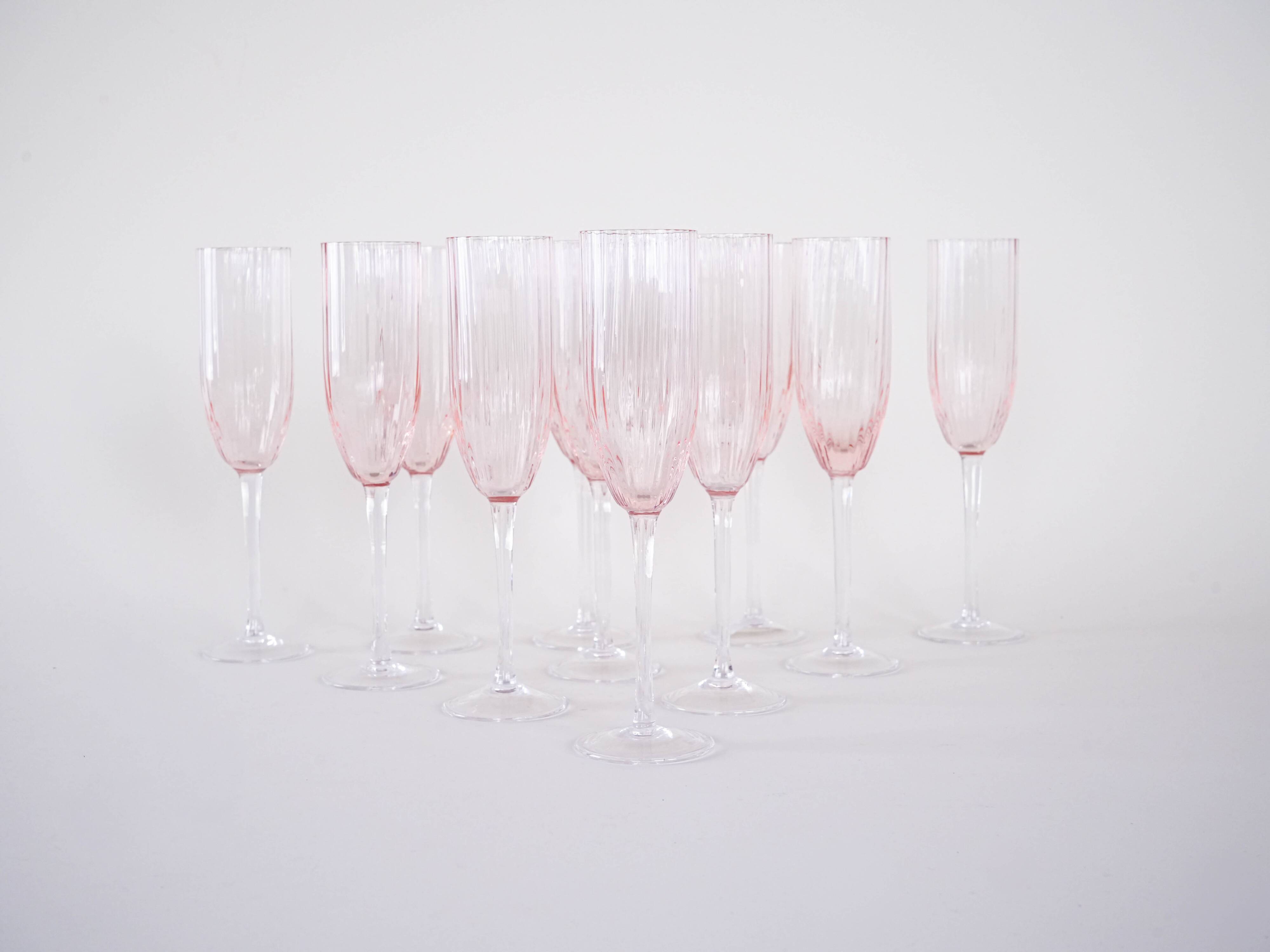 Set of Prosecco glasses, French design, 1970s, made in France
