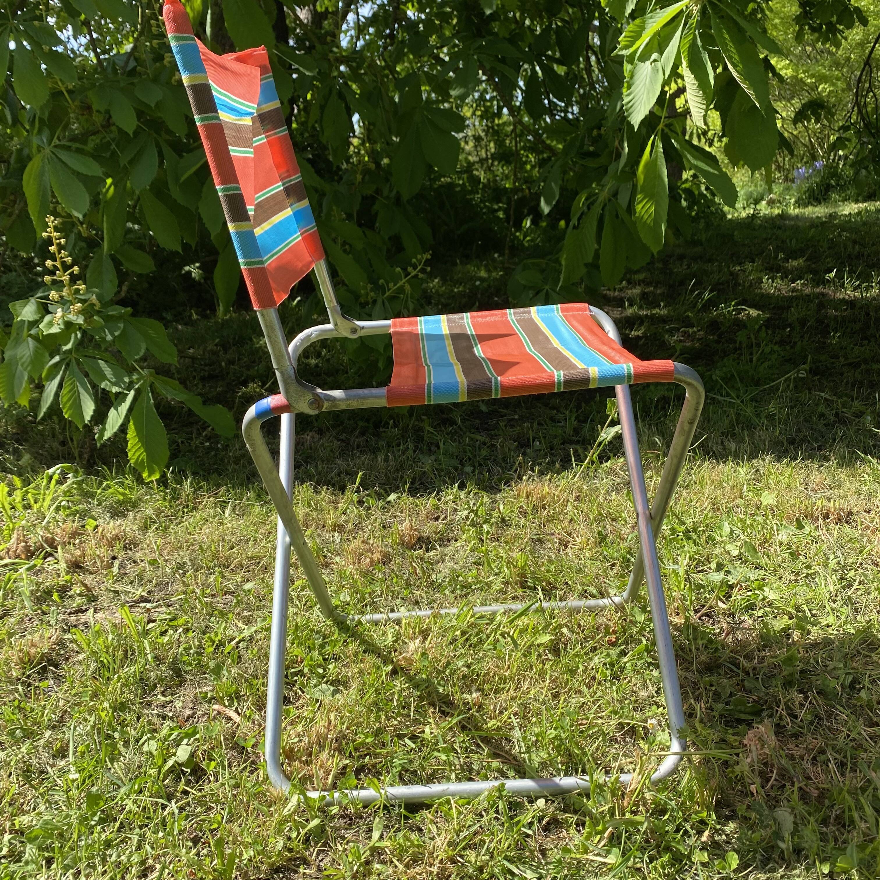 Chaise de camping vintage pliante