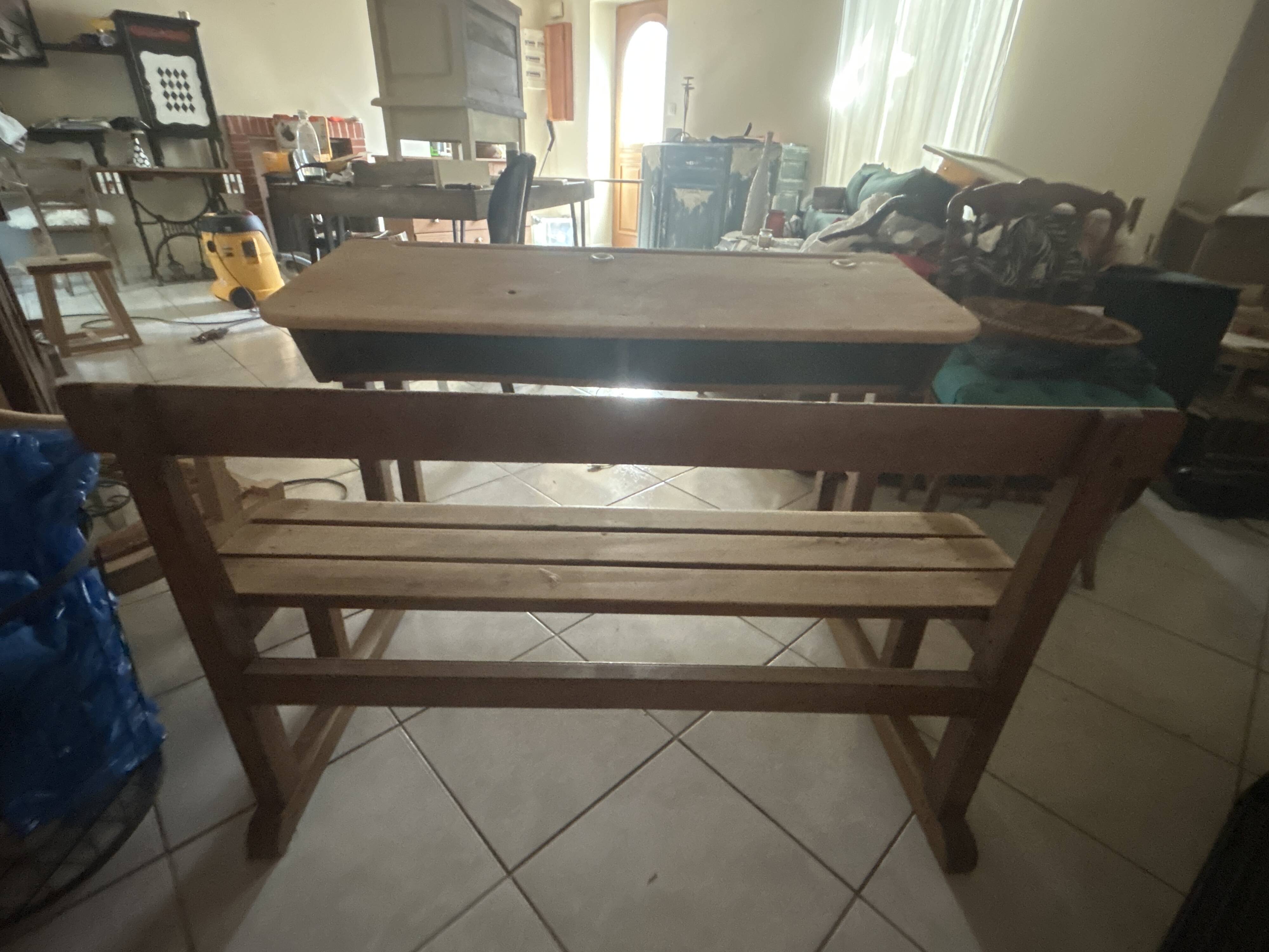 Bureau d écolier deux places bois