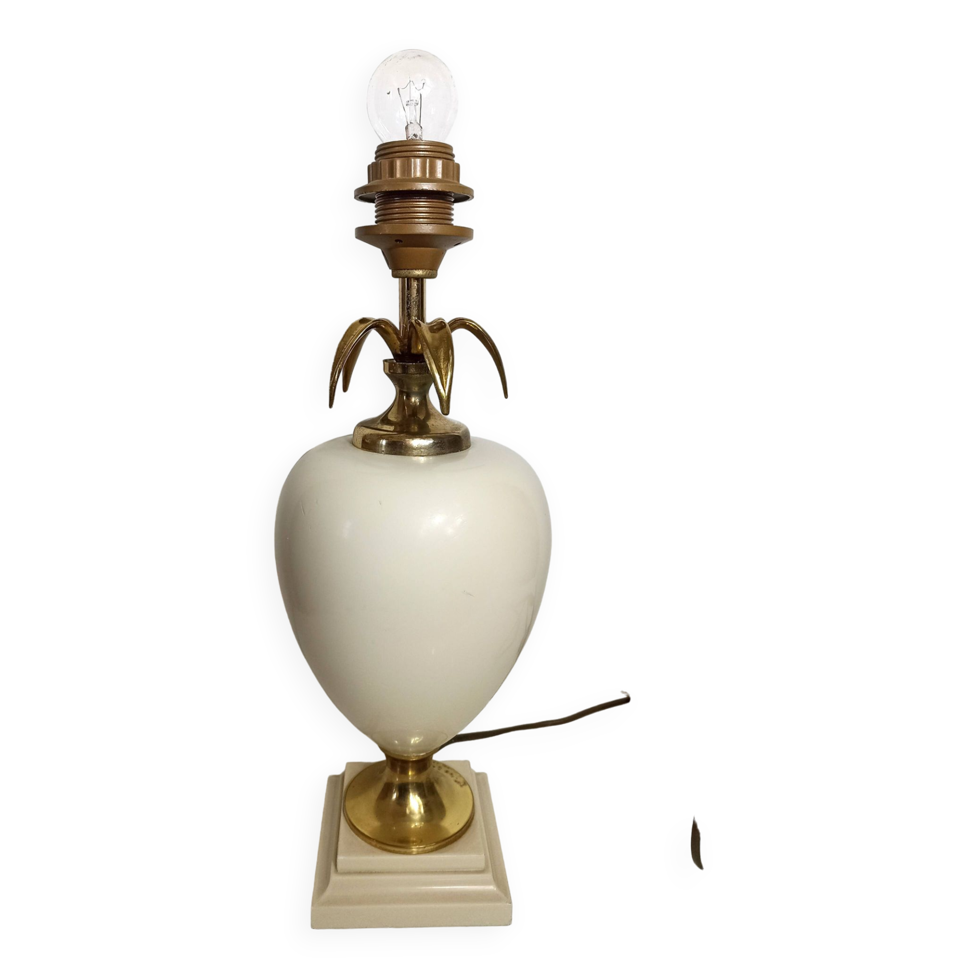 Large pineapple, palm tree, vintage egg lamp base