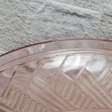 Antique ceiling light in frosted and etched pink glass