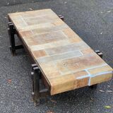 Vintage rectangular coffee table by Roger Capron, ceramic and herbarium design, 120cm
