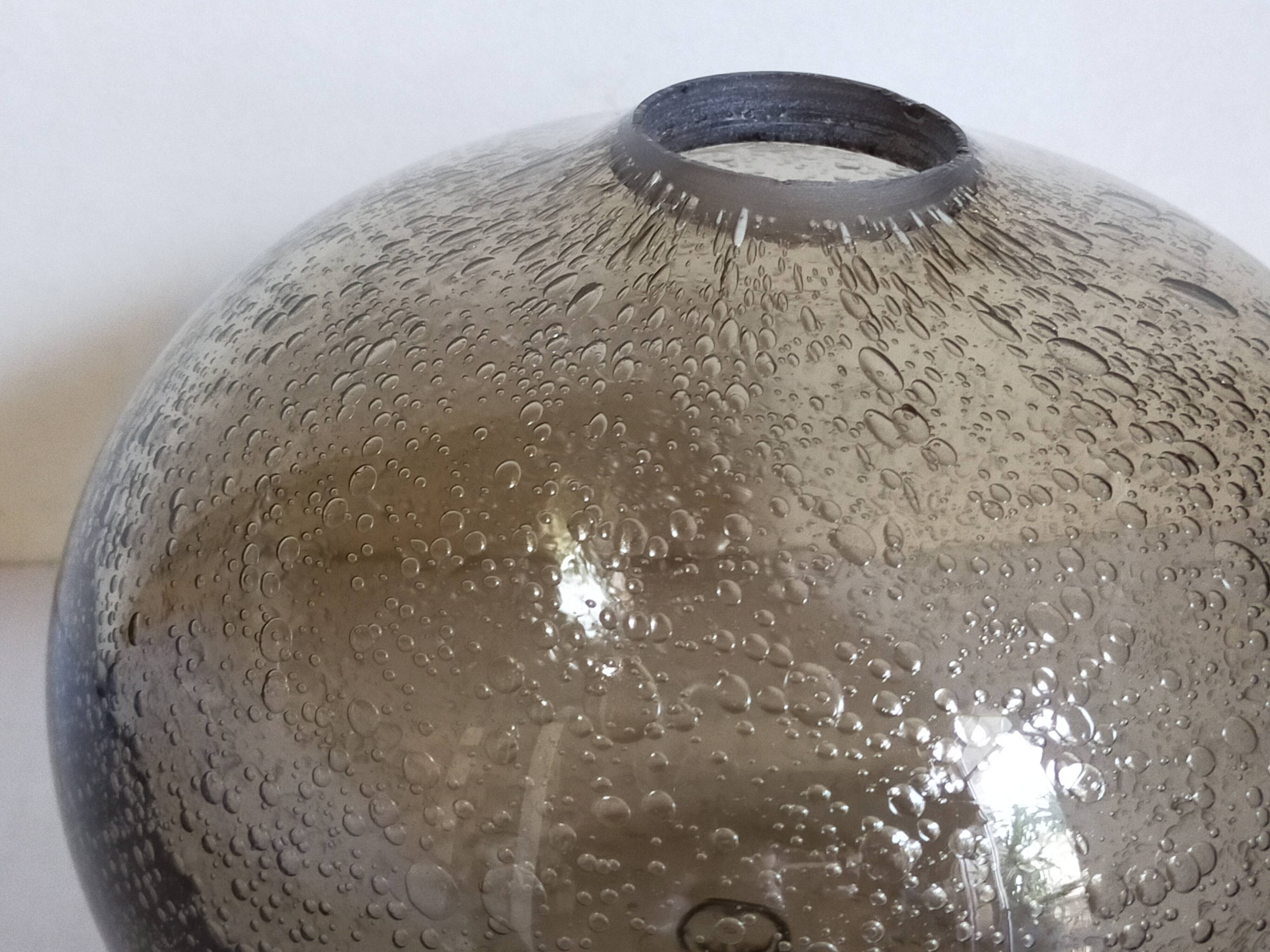 Vintage bubble-blown glass ball vase from riom france