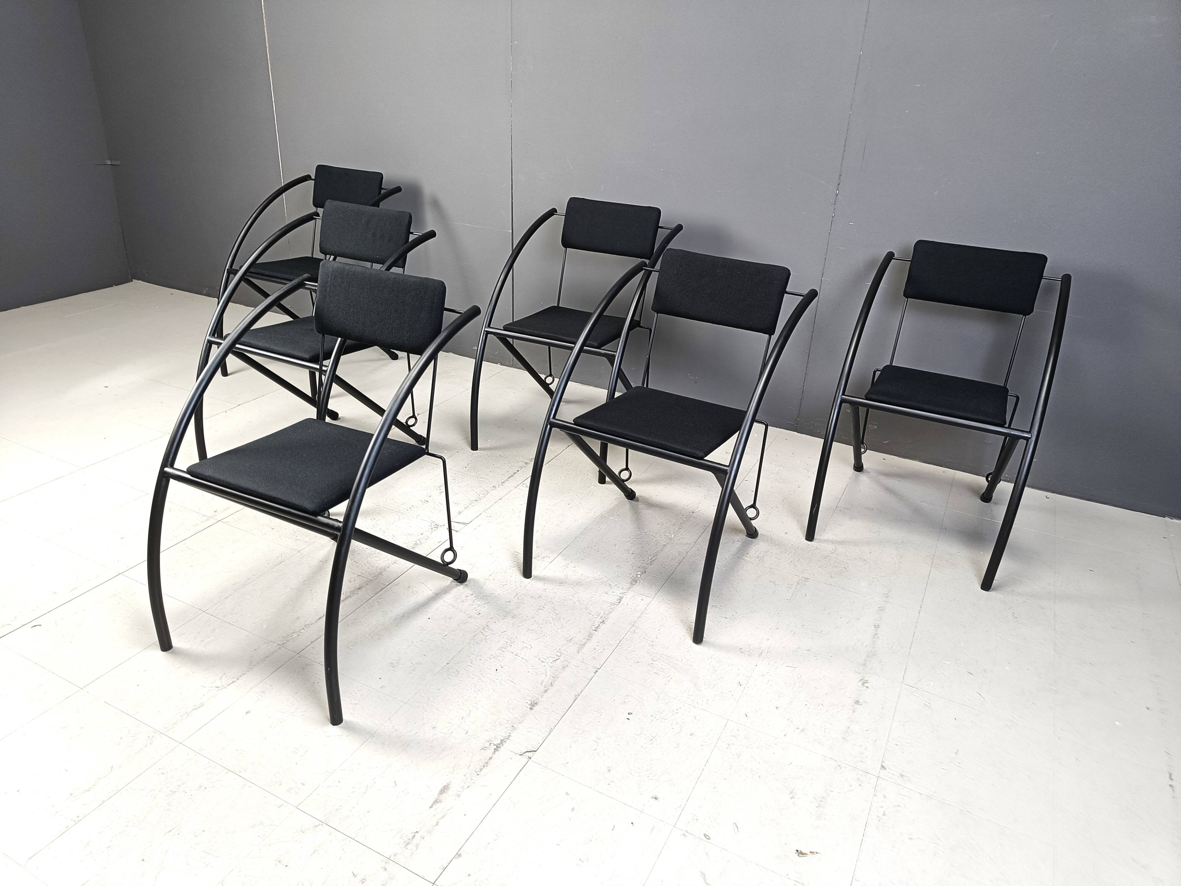 Set of 6 Post modern dining chairs, 1980s