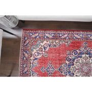 Vintage Turkish Oushak Handmade Wool Cotton Red Area Rug 124x209