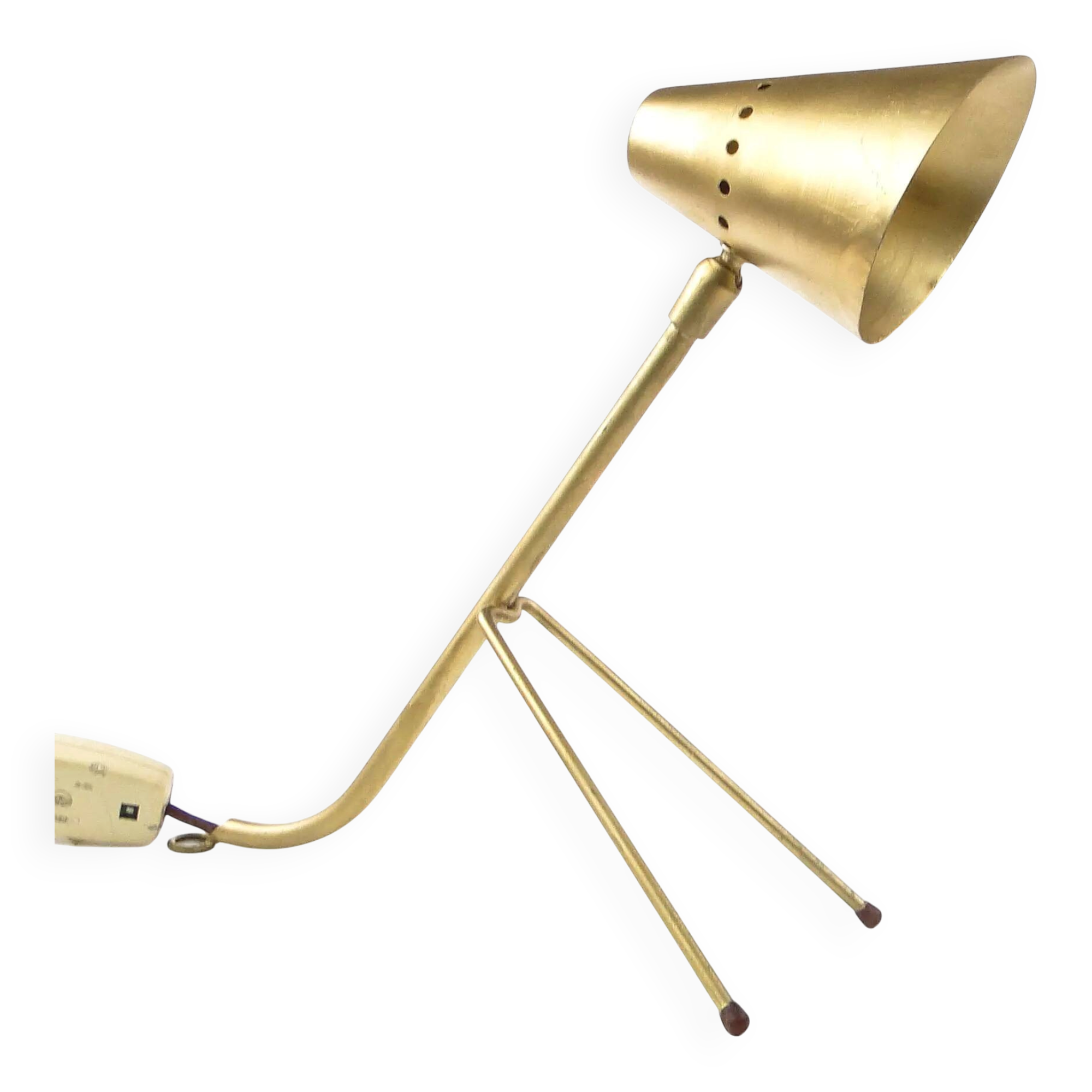 Space Age bedside lamp, brass metal, USSR, 1960s
