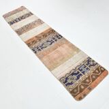 2x8 Short Blue Beige Vintage Runner Rug, 58x250Cm