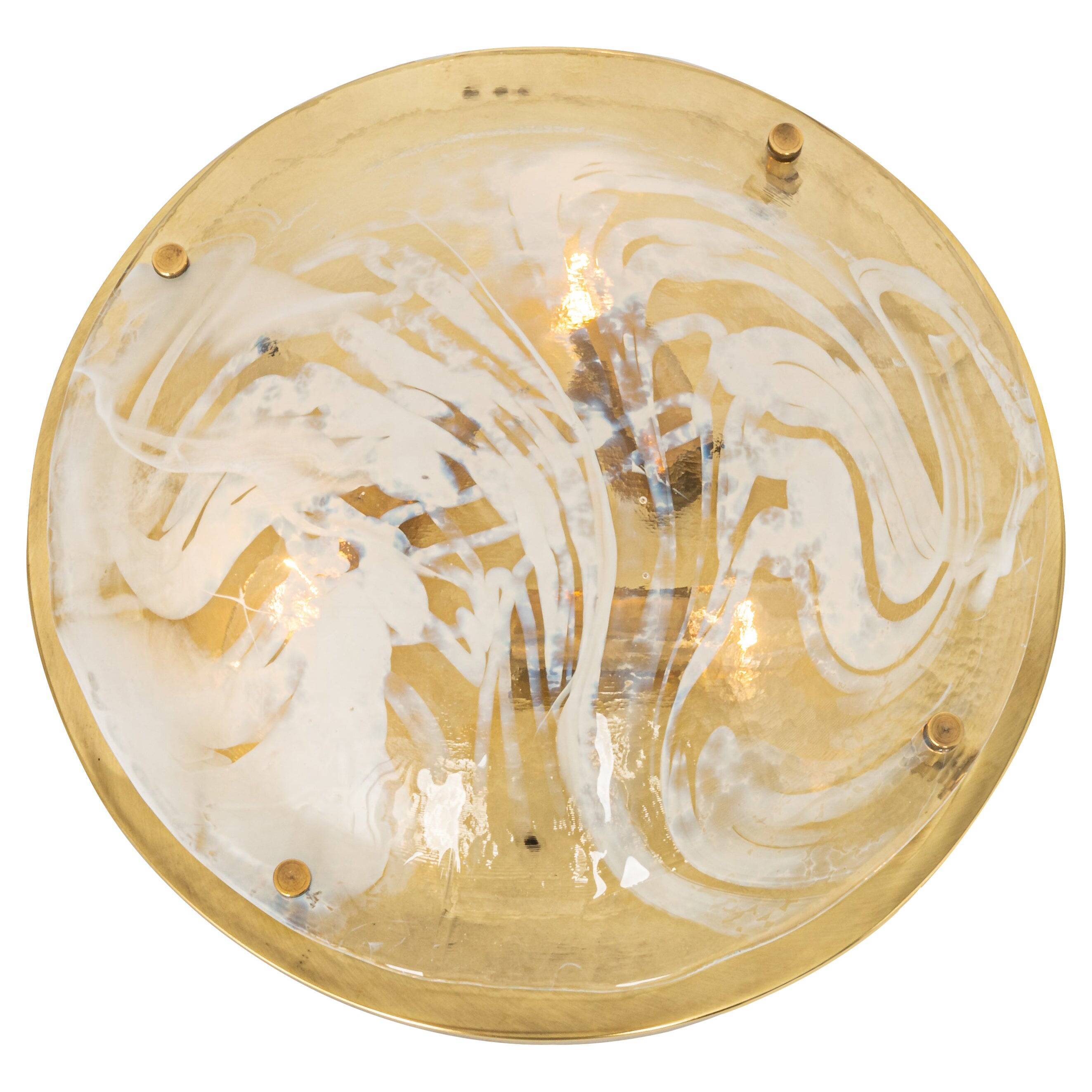 Large brass and Murano ceiling light by Hillebrand, Germany, 1970s.