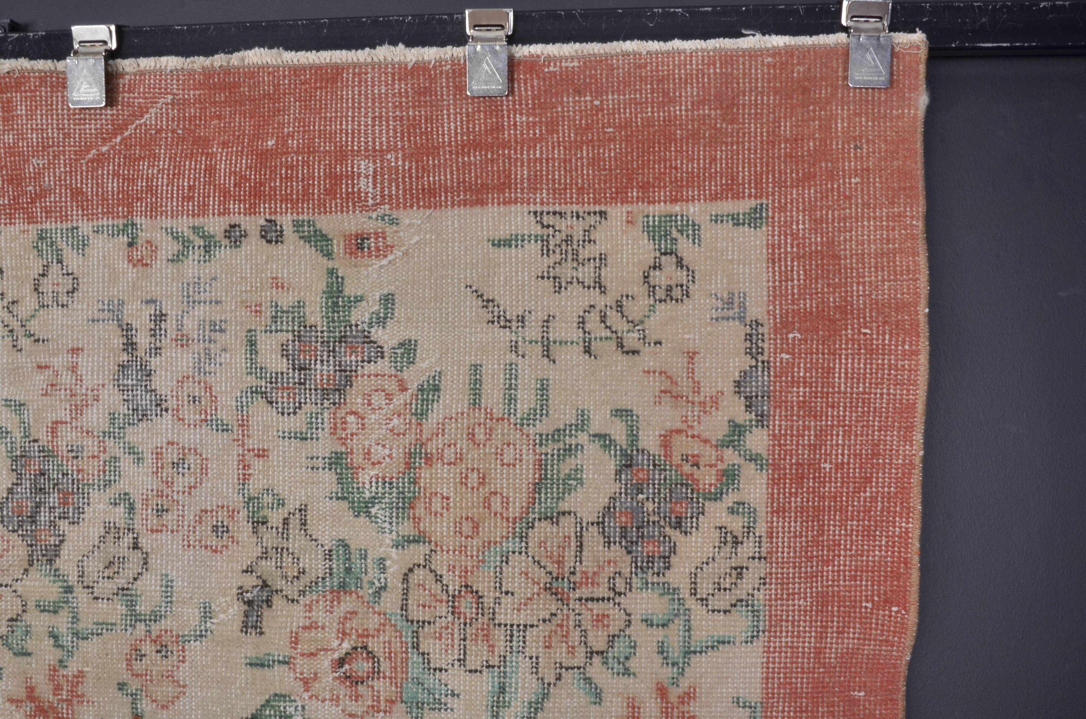 Tapis Oushak noué à la main à motif floral, référence 1268