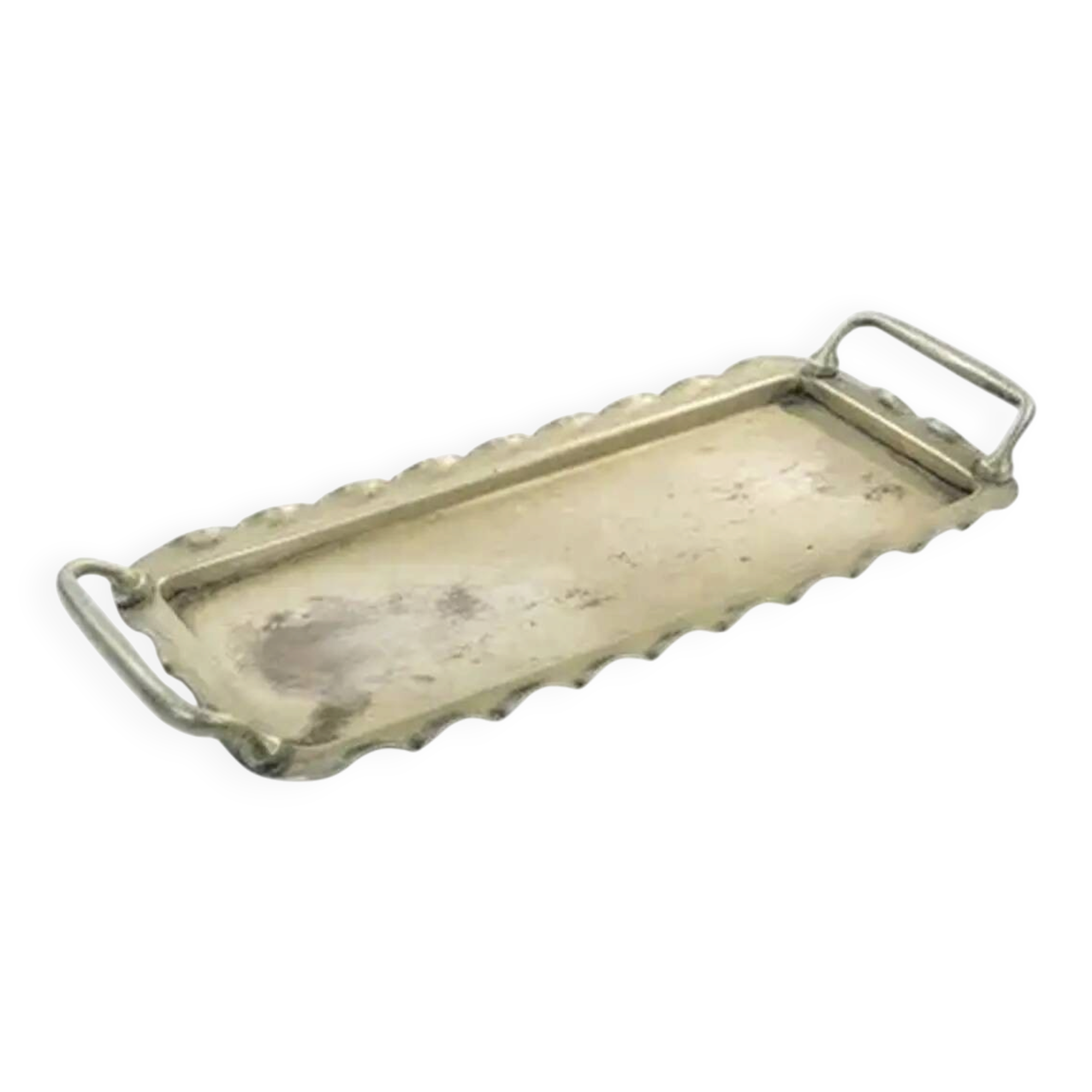 Tray, Art Nouveau, silver-plated brass, white porcelain, Austria, early 20th century