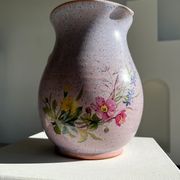 Vintage purple carafe with field flower patterns H:20cm