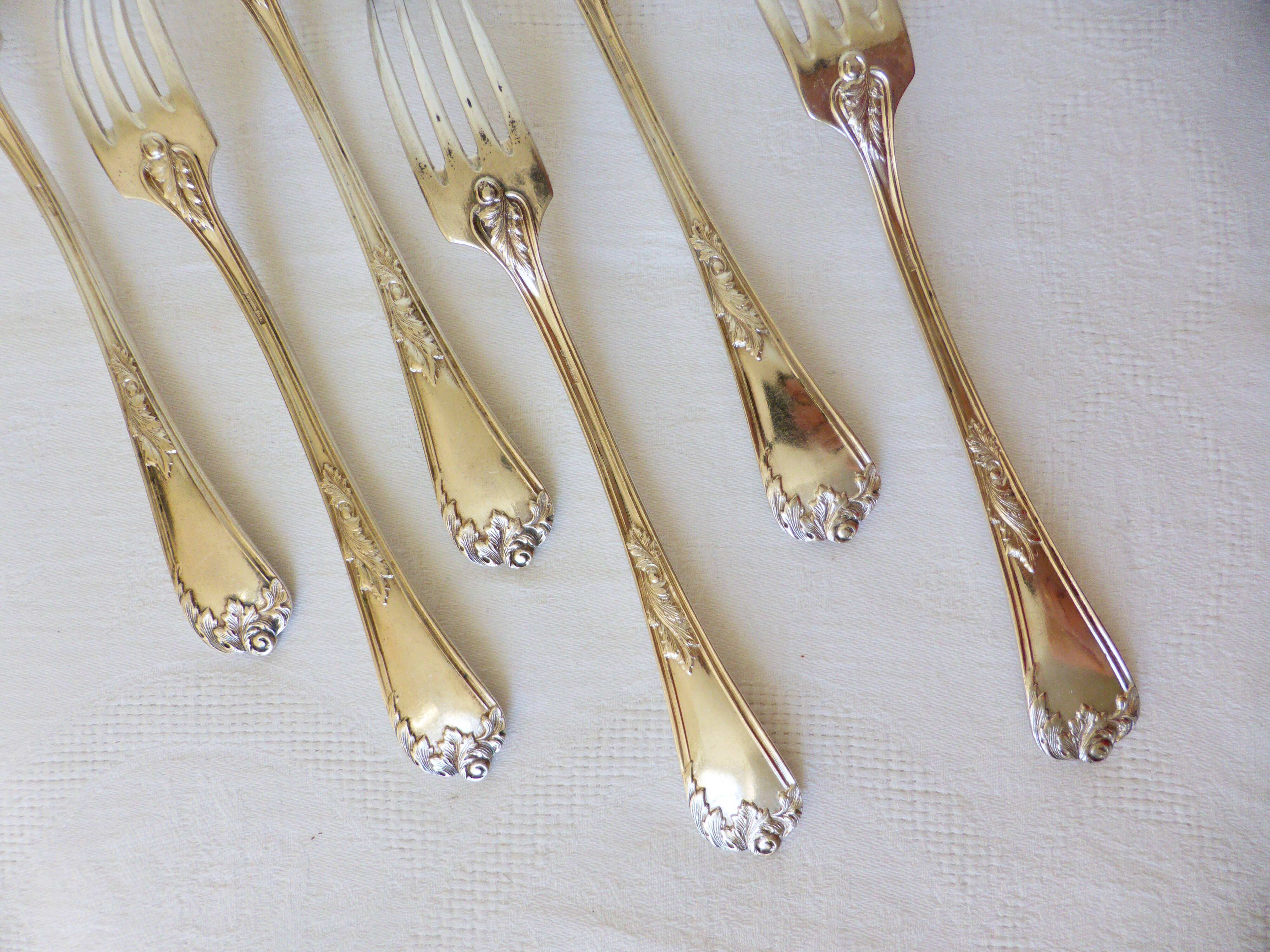 6 punched silver metal forks 2106224