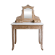 Coiffeuse ancienne en bois et marbre blanc avec miroir