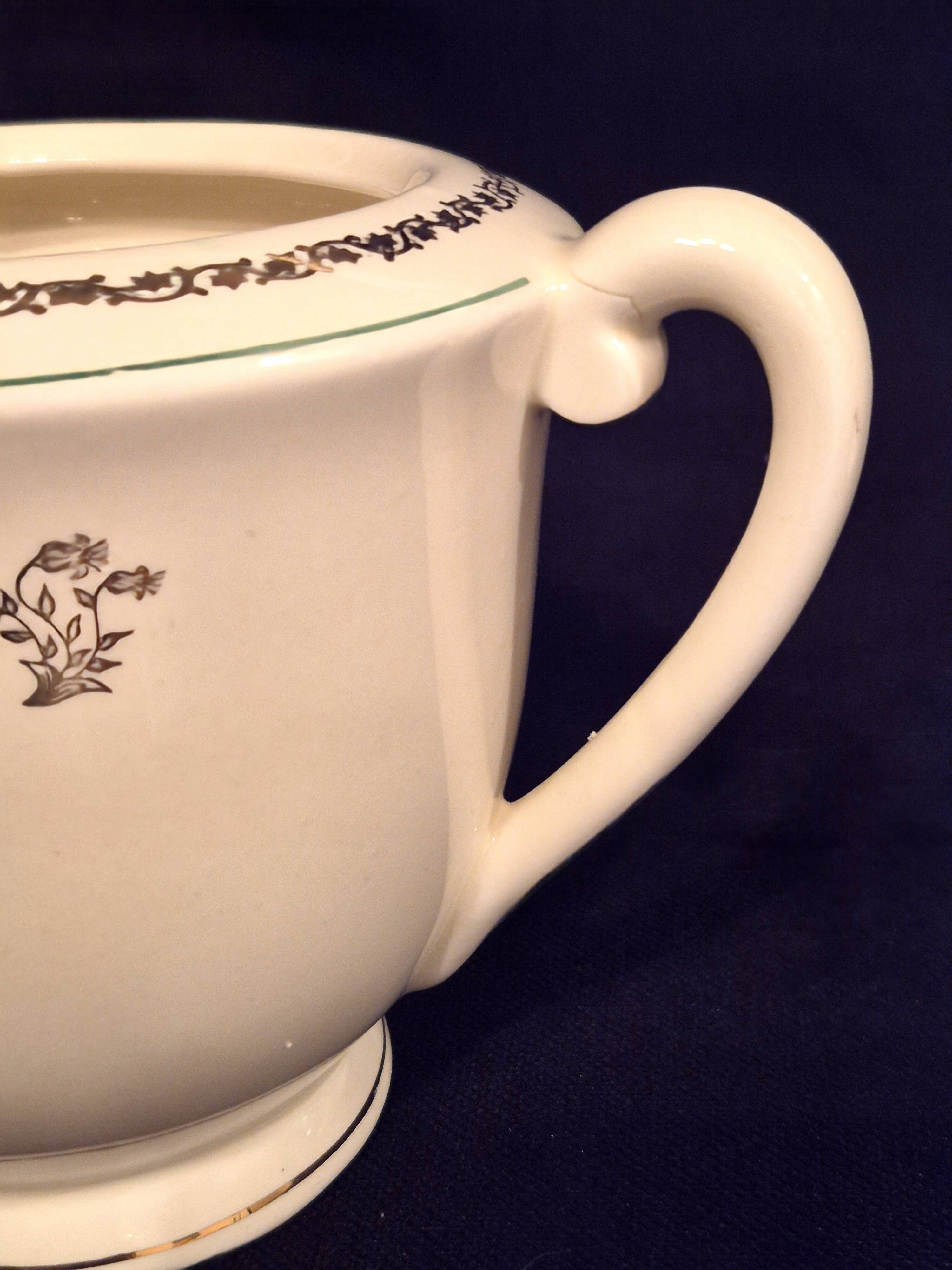 Antique sugar bowl, in Gien earthenware, Model Valence A040