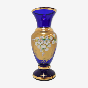 Vase fait à la main du milieu du siècle par Novoborske sklo (doré), années 1960.