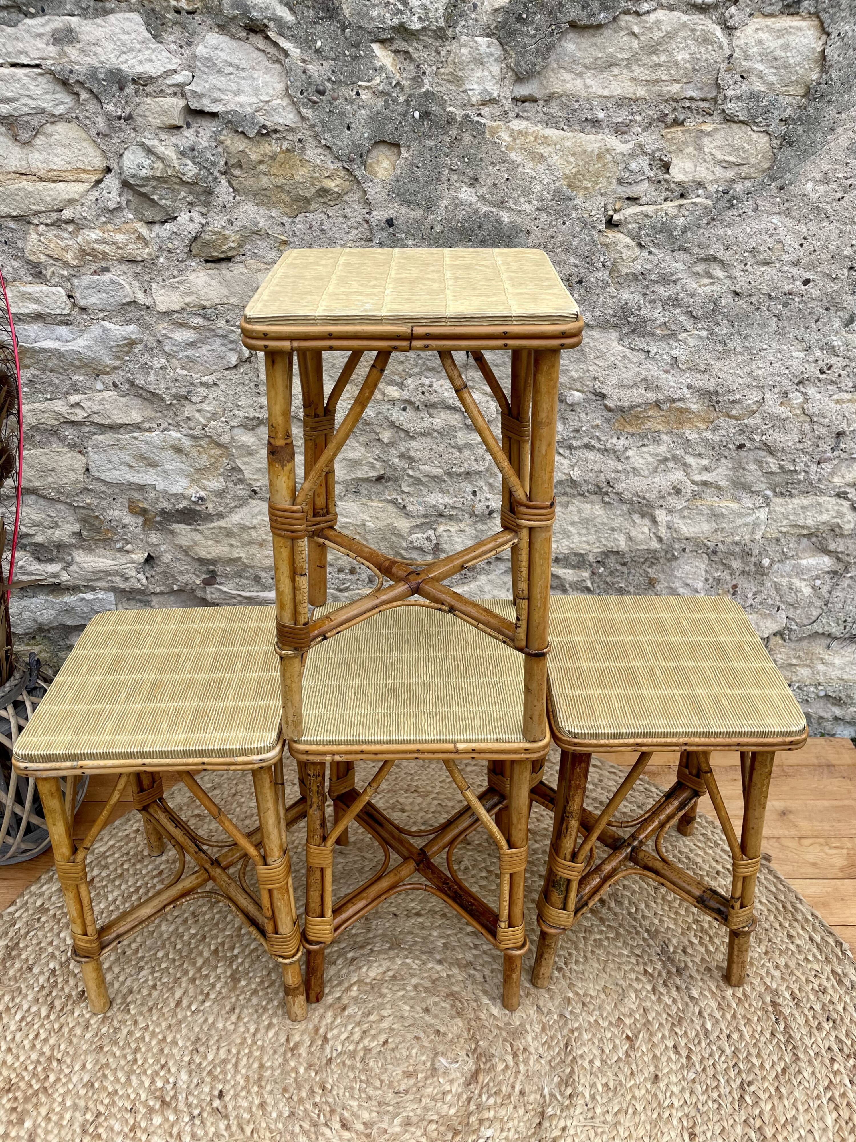 Set of four rattan stools