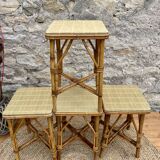 Set of four rattan stools