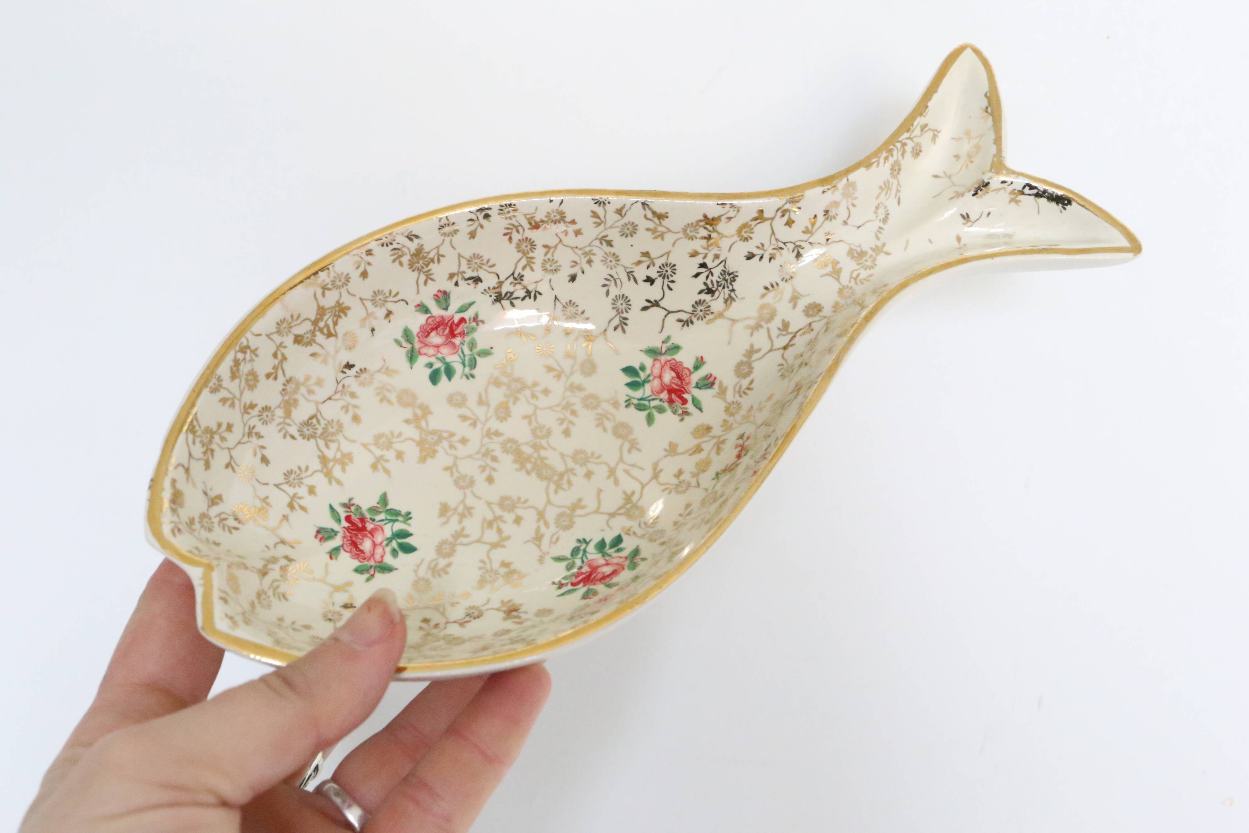 Ceramic ravier, fish shape, Sarreguemines