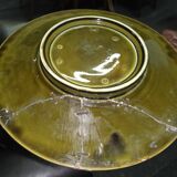 Pair of plant pots and their matching saucer – Brown/ochre marbled decor – 20th century