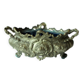 1900s Art Nouveau solid brass Jardinière with metal insert