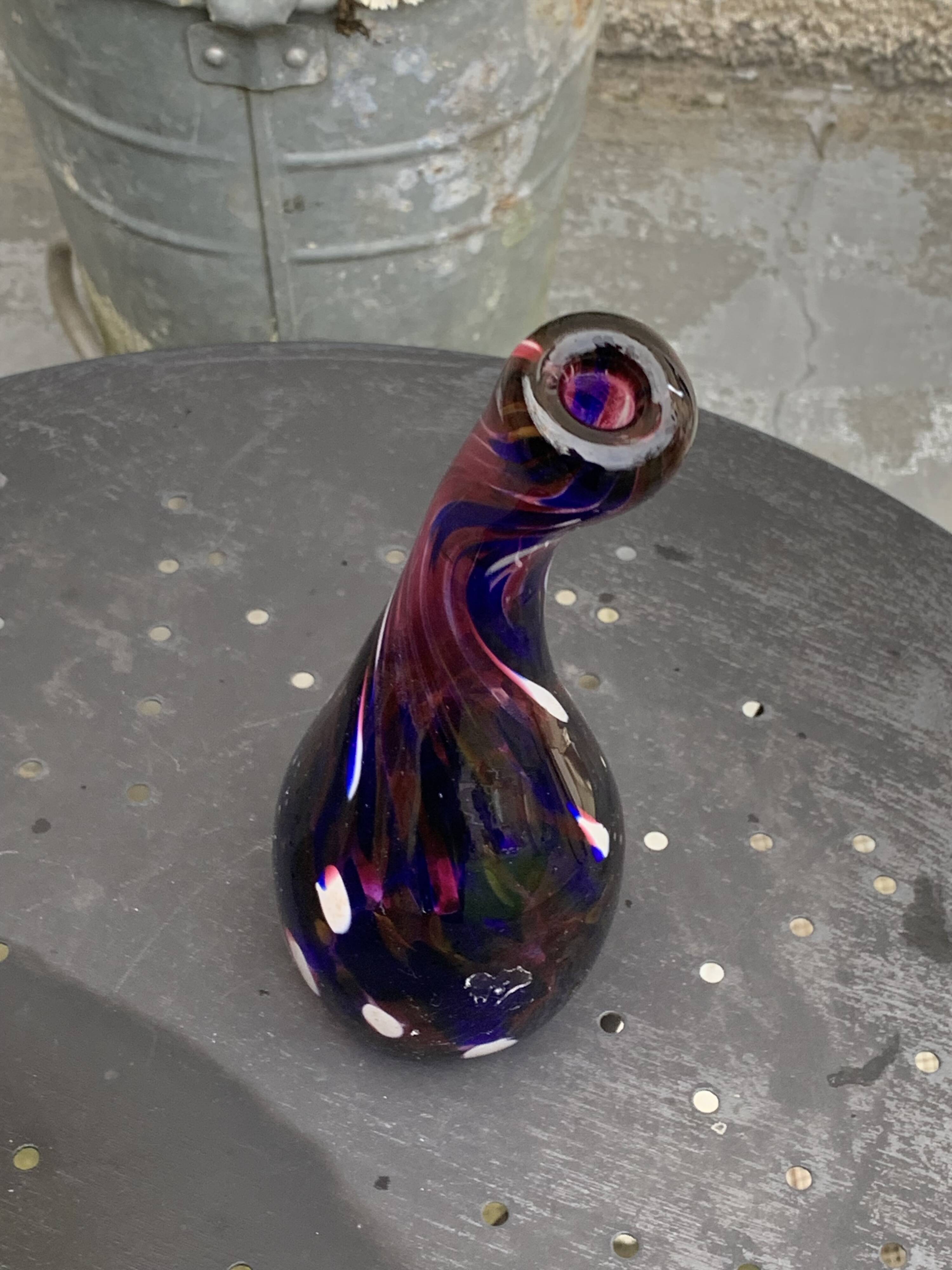 vase, blown glass soliflore, numbered 04, signed MDINA GLASS MALTA, vintage