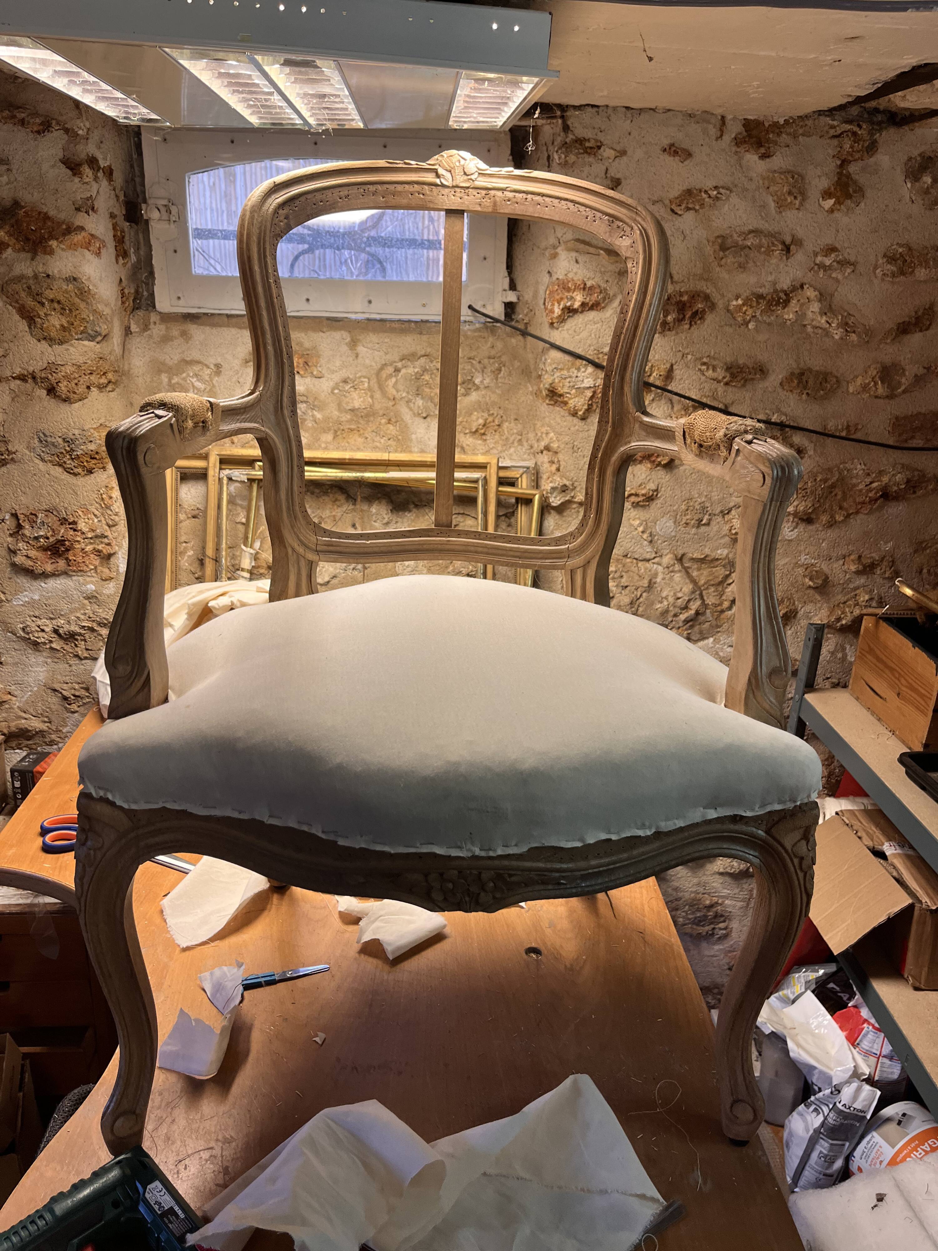 Pair of Louis XV Cabriolet Armchairs – Fully Restored – Parisian Style