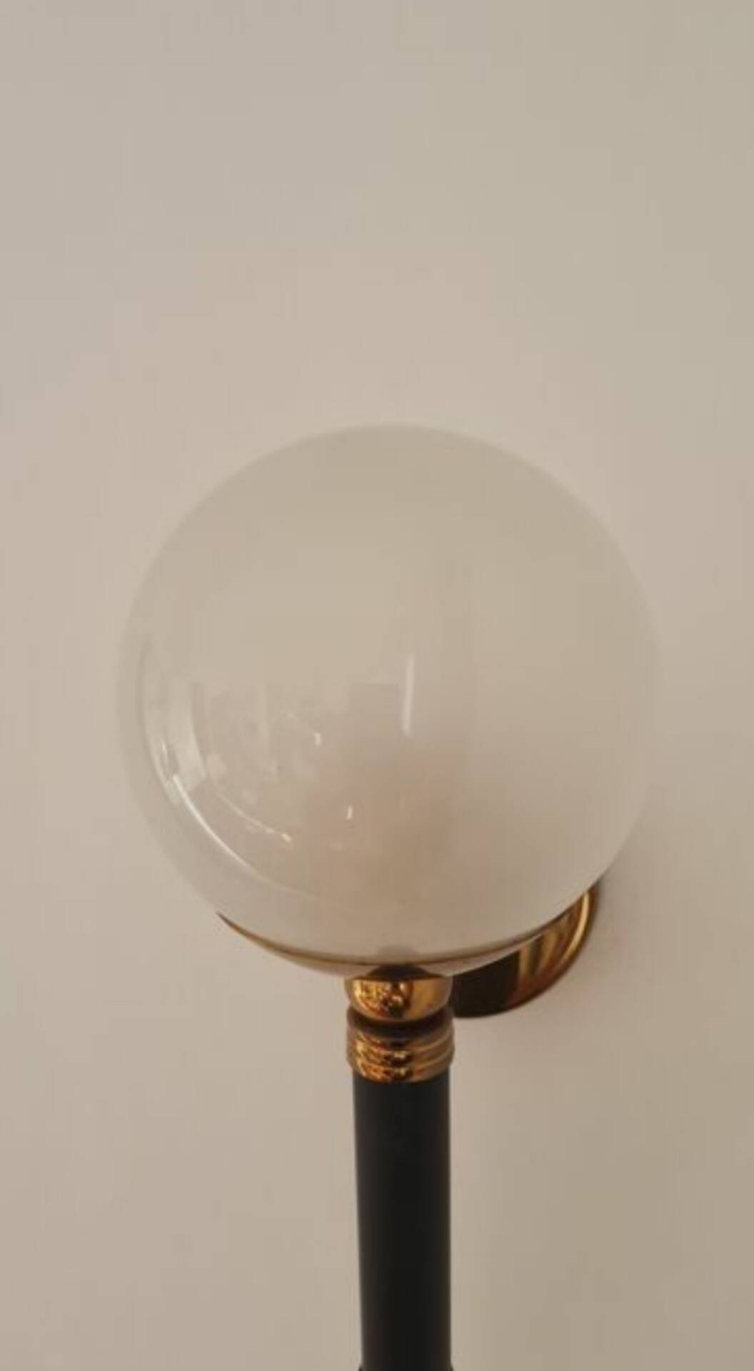 Pair of brass and glass wall lights