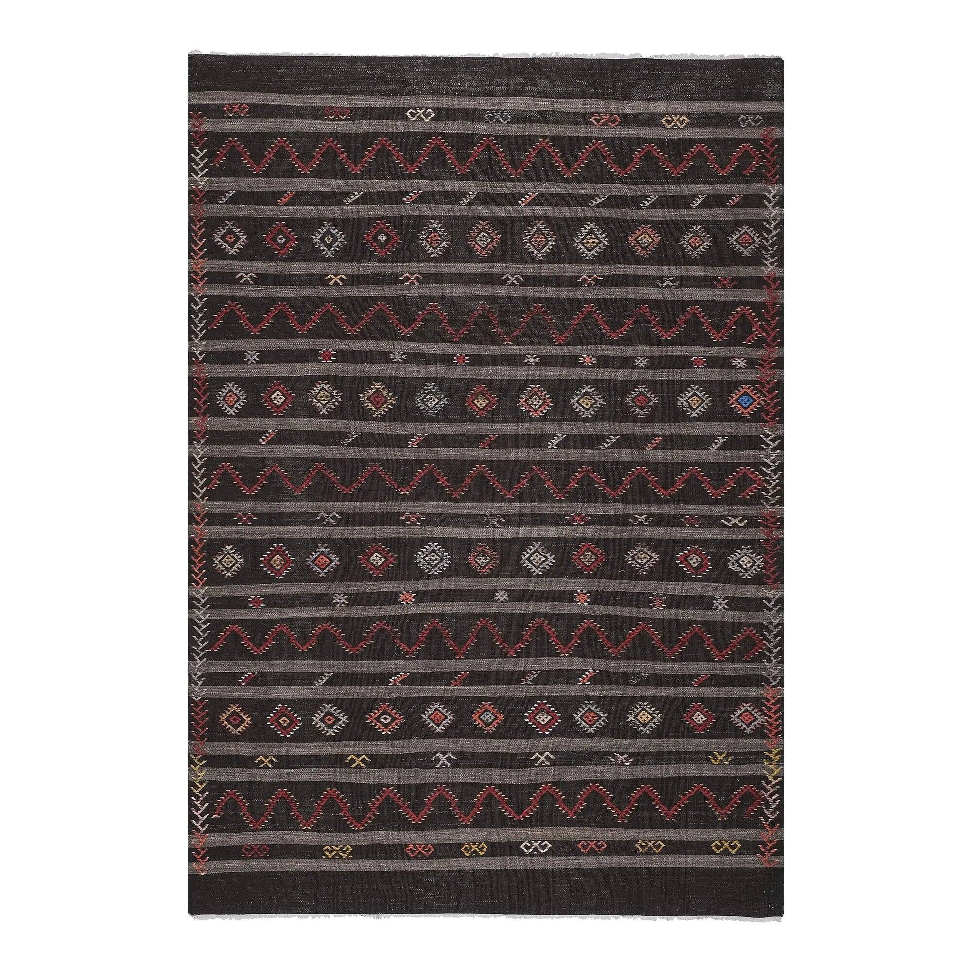 Vintage Turkish kilim, handwoven, 227x324 cm.