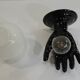 Pair of vintage 1970s wall sconces – Black hands holding an opaque globe