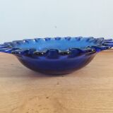 Blue glass salad bowl