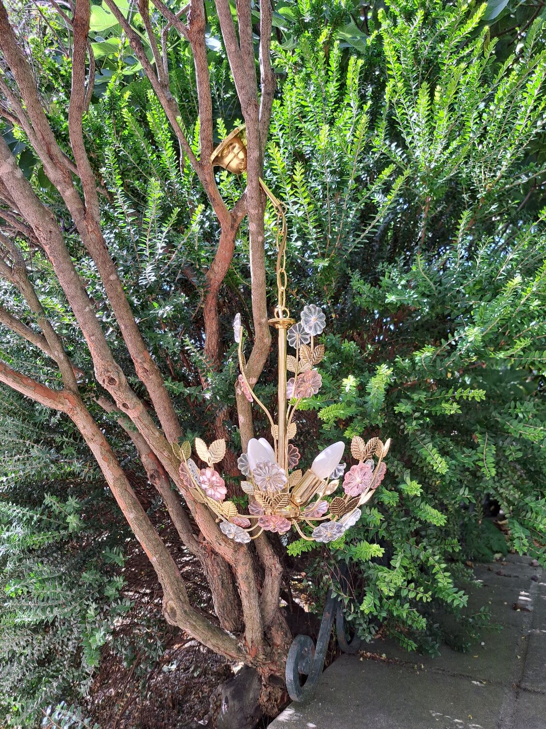 Glass flower chandelier 80s