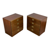 2 bedside tables/small chests of drawers in Campaign style, 1970s