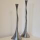 Pair of brutalist metal candlesticks in organic shape sleek design