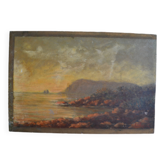 Old seaside painting HSP marine painting signed A. Raynal
