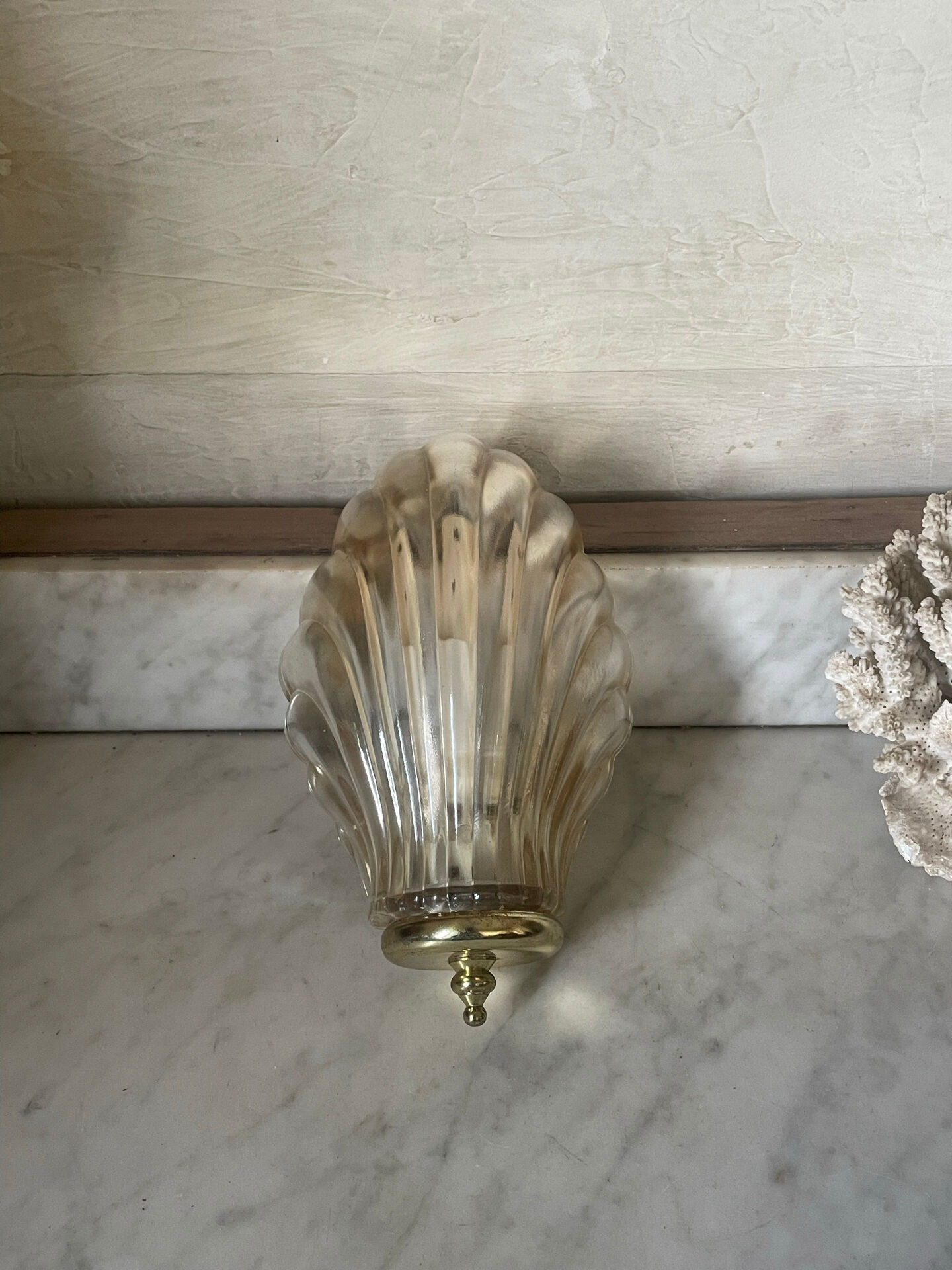 Vintage smoked glass shell wall light